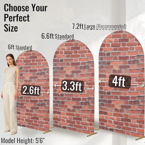 Red Brick Arch Backdrop Covers, Set of 3, 7.2ft 6.6ft 6ft, for Theme Party - Image 3