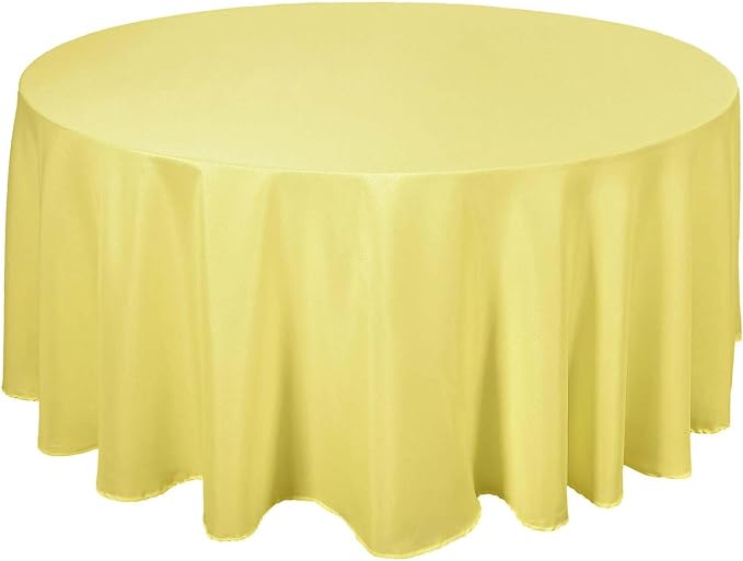 Tableclothsfactory 10PCS | 120" Yellow Polyester Round Tablecloth for Party & Decorations - Image 6