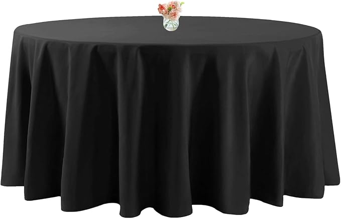 90 Inch Black Round Tablecloth, Premium Soft Touch Polyester Table Cloth, Wrinkle Free & Water Resistant Circular Table Cover for Weddings, Parties, Banquets and Everyday Dining by ZuGeo