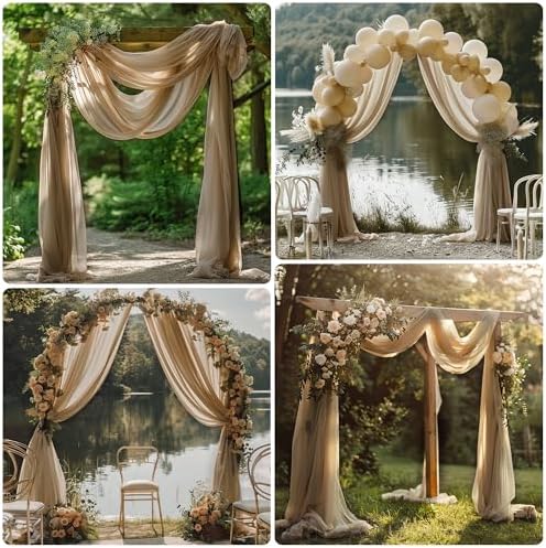 Wedding Arch Draping Fabric 6 Panels Nude Sheer Backdrop Drapes - Image 6