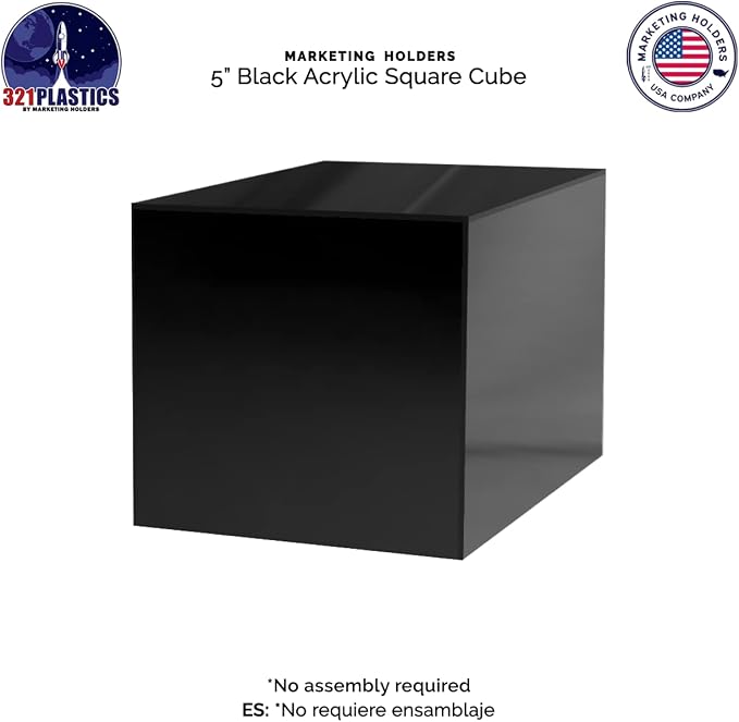 6 Pack 5 Inch Acrylic Display Riser Box Black Square Retail Product Riser One Open Side No Lid Preassembled Merchandise Storage Box Flippable Cubby for Expos and Tradeshows by Marketing Holders - Image 7