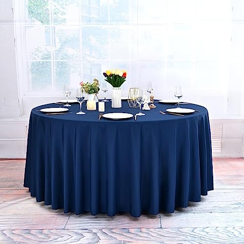 6 Pack Navy Blue Round Tablecloths, Diameter of 120 inch - Image 2
