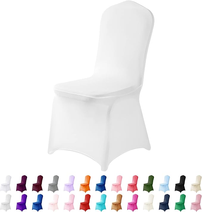Spandex Chair Cover, 100PCS, Removable and Washable Protector for Living Room, Party, Banquet, Wedding Event, Hotel (White) by AlGaiety