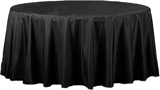 6 pcs 132 inch Black Round Polyester Tablecloths Fabric Table Cover Linens | 132" Washable Fabric Table Cloth Covers for Party Wedding Reception Buffet Events Catering Dining Kitchen Dining by BalsaCircle