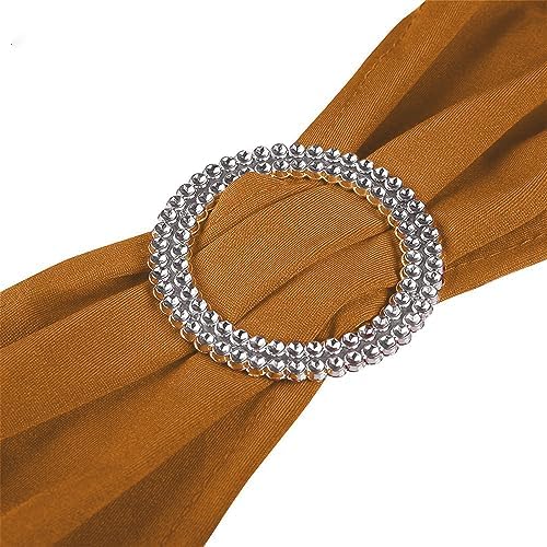 ManMengJi 25PCS Chair Sashes, Spandex Sashes Bows Brown, Chair Cover Bands with Buckle Slider for Banquet, Party, Hotel Event Decorations - Image 2