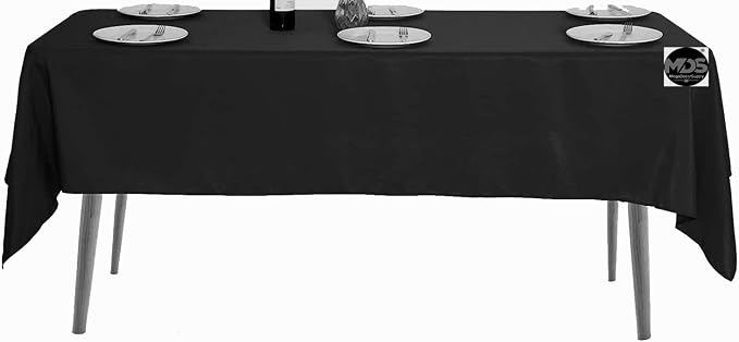 MDS Pack of 5 Square Tablecloth 70x70 Inch Polyester Wrinkle Resistant Washable Polyester Table Cloth for Kitchen Dining Buffet Parties, Picnic, Events, Weddings and Restaurants -Black - Image 2