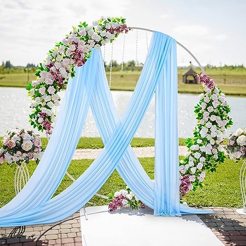 Chiffon Wedding Arch Draping Fabric Light Blue 6 Panels 6 Yards Long Romantic Curtain Backdrops for Baby Shower Party Decorations by MokoHouse