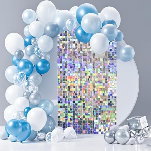 Ozikutech 12 Pcs Iridescent Silver Shimmer Wall Backdrop Panels for Party by Ozikutech