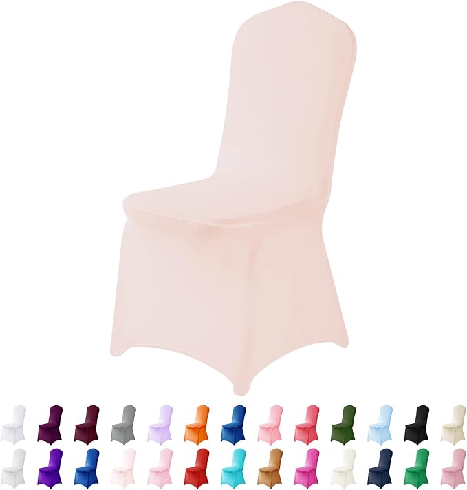 Spandex Chair Covers, 12PCS, Removable Washable Protector Stretch Covers for Living Room, Party, Banquet, Wedding Event, Hotel (Blush Pink) by AlGaiety