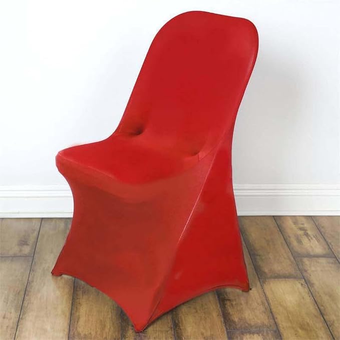 Tableclothsfactory 10PCS Stretchy Spandex Fitted Folding Chair Cover Dinning Event Slipcover for Wedding Party Banquet Catering - Red by TABLECLOTHSFACTORY