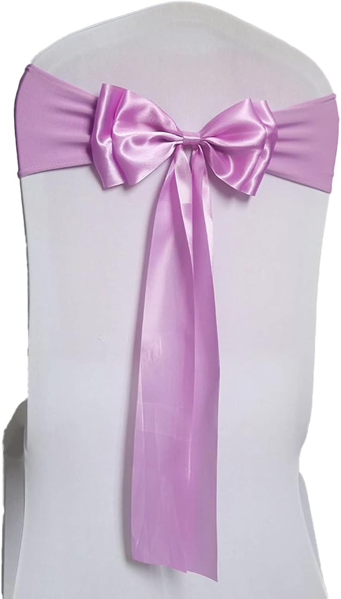 Pack of 6 Chair Sashes Spandex Chair Bands Satin Chair Sashes Chair Ribbons Bows Stretch Chair Sashes for Wedding Party Events Banquet Hotel Home Kitchen Chair Cover Decoration（6 PCS Pink Purple） by MYS+QiQi