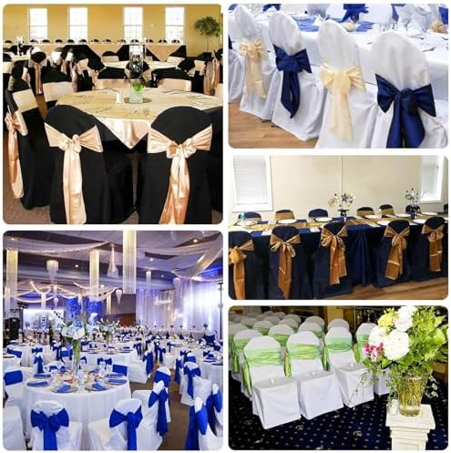 Efavormart 100PCS Round Top Gold Polyester Banquet Chair Covers Linen Dinning Chair slipcover for Wedding Party Event Catering - Image 5
