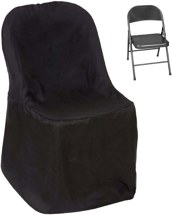 Tableclothsfactory 30 PCS Black Linen Polyester Folding Chair Cover Dinning Chair Slipcover for Wedding Party Event Banquet Catering - Image 3
