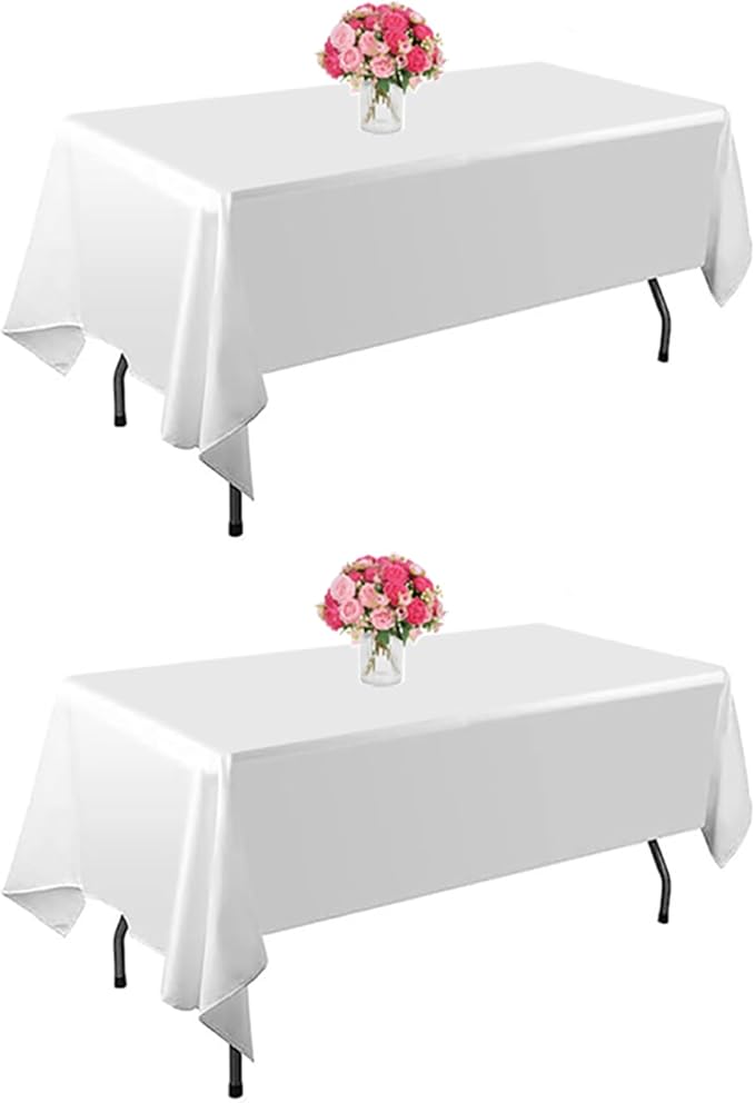 2 pack White Table Cloth Rectangle,60x102 inch Table Cloths for 6 FT Table | Washable and Reusable Table Cloths ,Polyester Fabric Table Cover for Party,Wedding,Buffet by Unknown