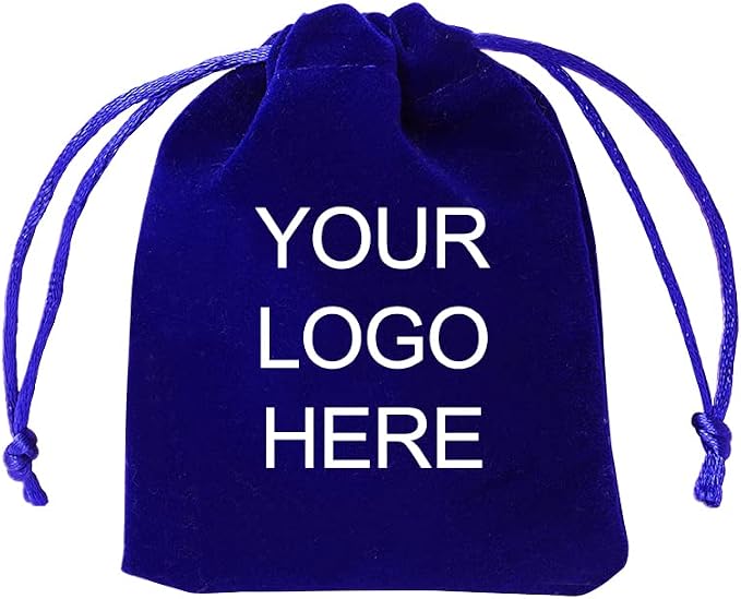 TOPTIE 50Pcs Custom Velvet Gift Bags 2.8x3.6 Inch with Your Logo Printed | Small drawstring jewelry pouches, personalized items for wedding, party, event & gift wrap, dices collection - Image 3
