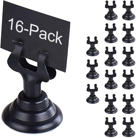 Small Size Table Number Holders,Stainless Steel Place Card Holder for Photos Food Signs Weddings Restaurants Birthdays,Modern Centerpieces Cards Stand with Heavy Casting Base(Size:1.57",Color:Black) by RongHuiDa