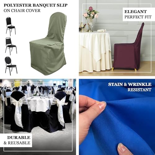 Efavormart 20PCS | Round Top Silver Polyester Banquet Chair Covers Linen Dinning Chair slipcover for Wedding Party Event Catering - Image 4
