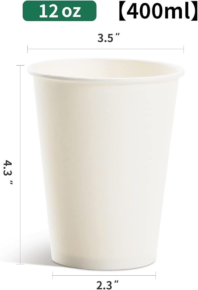 RACETOP Coffee Cups 12 oz, 100 Pack Disposable Paper Cups | Thickened Paper, Leak-proof, BPA-free, Ideal for Daily Use, Office, Coffee Shop, Picnic, Parties - Image 6