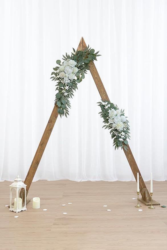 Olalaka Artificial Flower Swag Set of 2 for Wedding Welcome Signs Floral Decorations, White Wedding Arch Flowers for Wedding Ceremony - Image 9