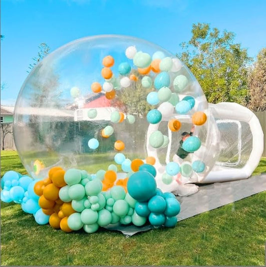 Inflatable Bubble House Tent – 8.5FT Clear PVC Bubble Dome with Air Pump & Blower, Commercial-Grade Weatherproof Bubble Tent for Garden, Parties, Parks (White)