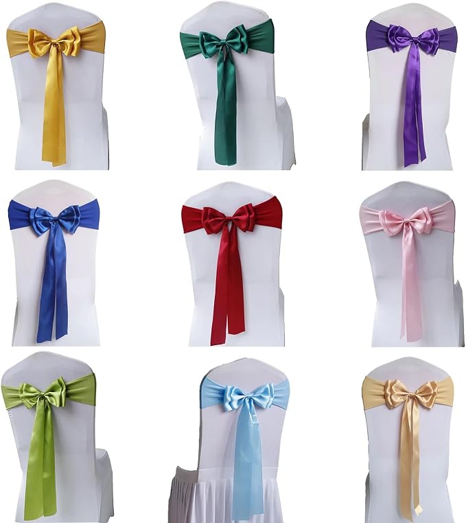 Pack of 100 Chair Sashes Spandex Chair Bands Satin Chair Sashes Chair Ribbons Bows Stretch Chair Sashes for Wedding Party Events Banquet Hotel Home Kitchen Chair Cover Decoration（100 PCS Pink Purple） - Image 5