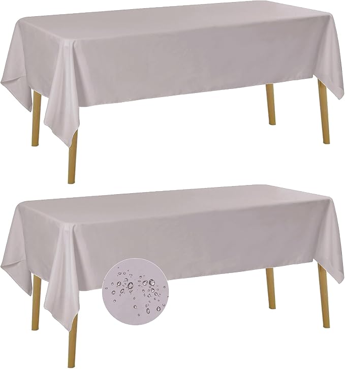 Fokitut 2 Pack Waterproof Rectangle Tablecloth, 60x102 Inch, Stain Resistant and Wrinkle Polyester Table Cloth, Fabric Table Cover for Kitchen Dining, Wedding, Party, Holiday Dinner-Silver by BalsaCircle