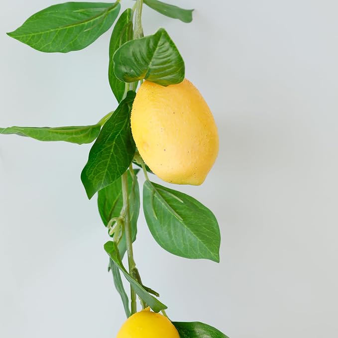 Dallisten 3 Strands Lemon Artificial Vines, 71" Lemon Silk Vine Garland with Green Leaves, Fake Hanging Plants Greenery Decor for Home, Bedroom, Wall, Party, Wedding Decoration - Image 4