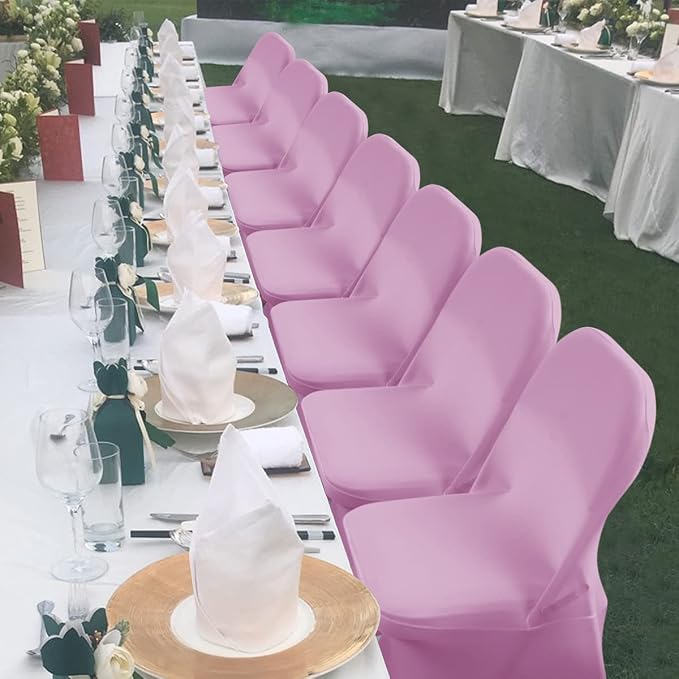 Babenest Stretch Spandex Folding Chair Covers for Wedding, 30PCS Pink | Upgraded Universal Washable, Fitted Chair Slipcovers Protector for Holidays, Banquet, Party, Easter Celebration - Image 2