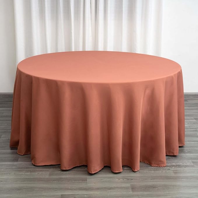 Tableclothsfactory 10PCS | 120" Wholesale Round Tablecloth Polyester Round Table Linens for Wedding Party Banquet Restaurant - Terracotta (Burnt Orange) for Party & Decorations by TABLECLOTHSFACTORY