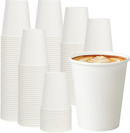 1000 Pack 8 oz Paper Cups, Disposable Coffee Cups | White Hot/Cold Beverage Drinking Cups for Water, Coffee, or Juice, Perfect for office, Party, Home by VPACKDUO