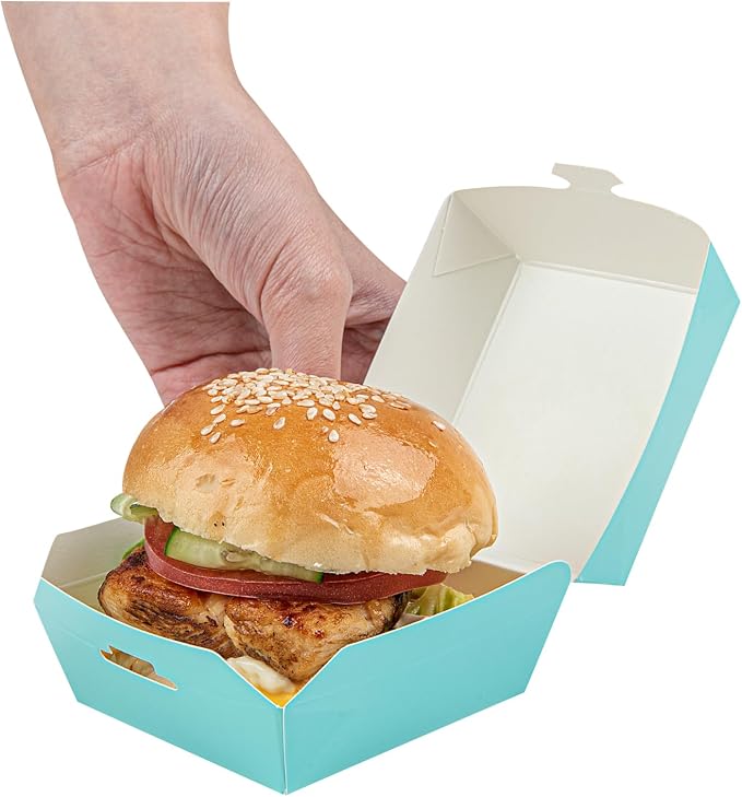 Restaurantware Turquoise Paper Mini Burger Box, 2.8 x 2 In, 100 Pack - Image 12