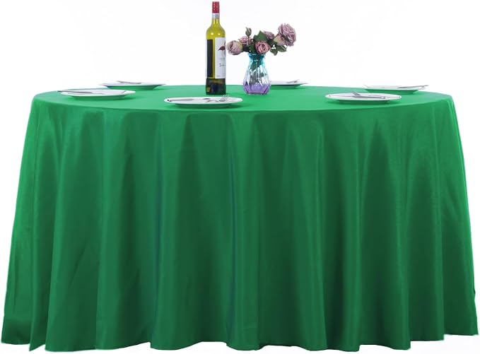 Ascoza 2pack 120 Inch Emerald Round Tablecloth in Washable Polyester Fabric for Wedding/Banquet/Restaurant/Parties by Ascoza