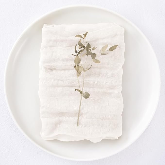 DeZerlor Ivory White Washable Cheesecloth Napkins Set of 20 for Party | Reusable Summer Cloth Napkins Bulk, for Wedding Bridal Baby Shower Dinner Cocktail Birthday Home, 21x21 Inches - Image 4