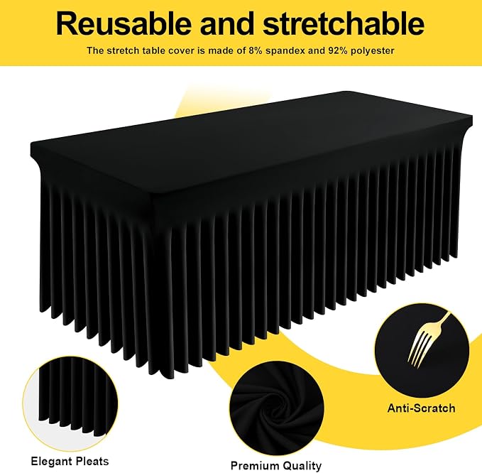 Smiry Spandex Elastic Fitted Table Cloth Skirt for 3FT Rectangle Table - Image 4