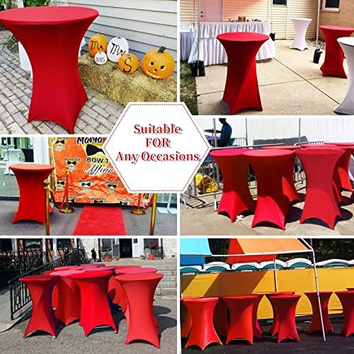 Pesonlook 6 Pack Red Cocktail Spandex Table Cover,32x43 Inch - Image 6