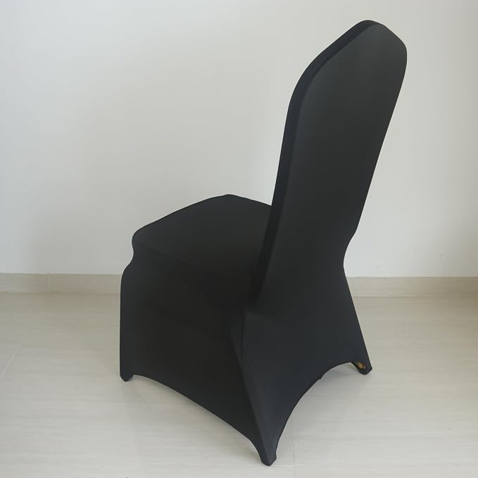 30 80 100Pieces White Wedding Chair Covers Stretch Polyester Spandex for Wedding Party Banquet Seat Covers (Black Arch, 80PCS) - Image 3