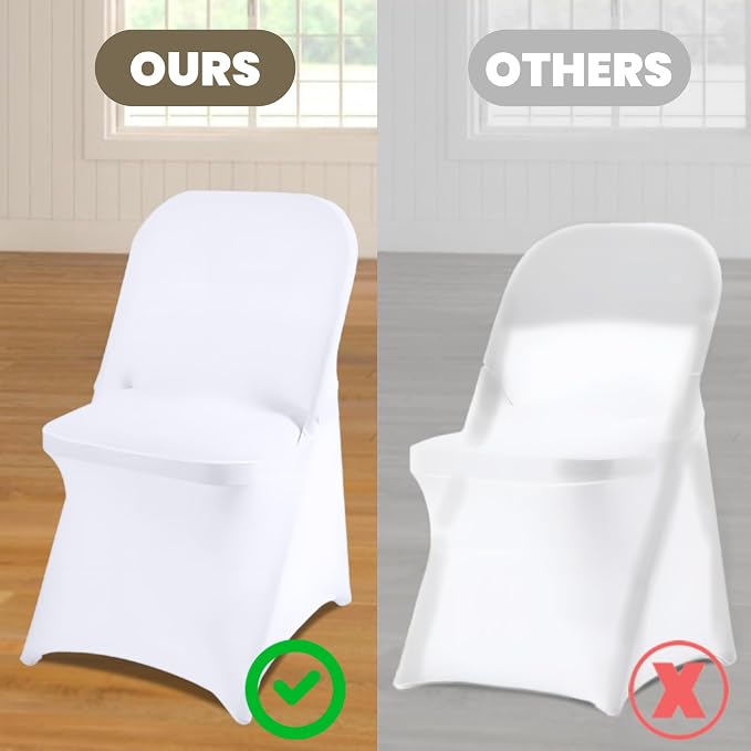 White Folding Chair Covers 1PCS Spandex Stretch Slipcovers | Universal Fitted Chair Cover Protector,Stretch Chair Covers for Wedding,Party, Banquet, Holidays, Celebration - Image 7