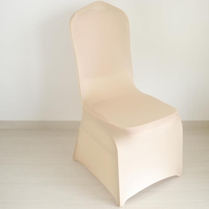 30 80 100Pieces White Wedding Chair Covers Stretch Polyester Spandex for Wedding Party Banquet Seat Covers (Apricot, 10PCS) - Image 3