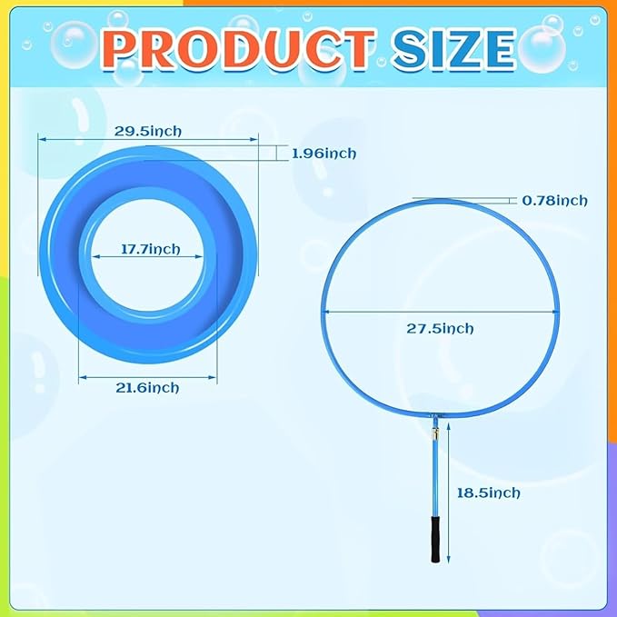 Kid in a Bubble Toy Giant Bubble Wand, Big Bubbles Maker Toy for Kids and Adults, Bubbles Hoop with Inflatable Dipping Pool Tray, Fun Outdoor Toys Playtime Activity Summer, Show Party Game