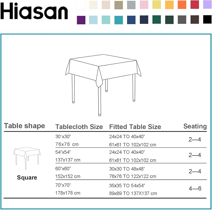 Hiasan Olive Green Square Tablecloth, 30 x 30 Inch, 1 Pack | Waterproof, Spillproof, Washable Polyester Table Cloth for Dining Room/Restaurant/Birthday/Party/Outdoor Picnic - Image 6