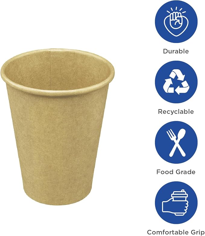 Karat 8 oz Coffee Cups, Kraft Disposable Paper Hot Cups, 80mm, 1000ct | C-K508K, Double Poly Lined, Leak-Resistant Design, Restaurants and Cafes, Tea Service, Hot/Cold Beverages - Image 2
