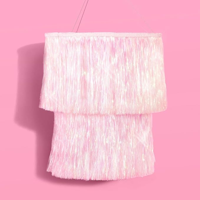 xo, Fetti White Iridescent Fringe Tinsel Chandelier, 16" | Bachelorette Party Decorations, Birthday Photo Booth Supplies, Y2K Bday Decor, Sparkly Backdrop