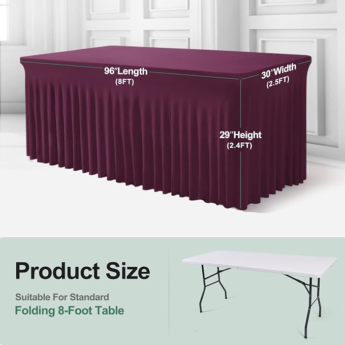 BDDC One-Piece Spandex Table Cloth Skirt for 8FT Rectangle Tables - Image 3