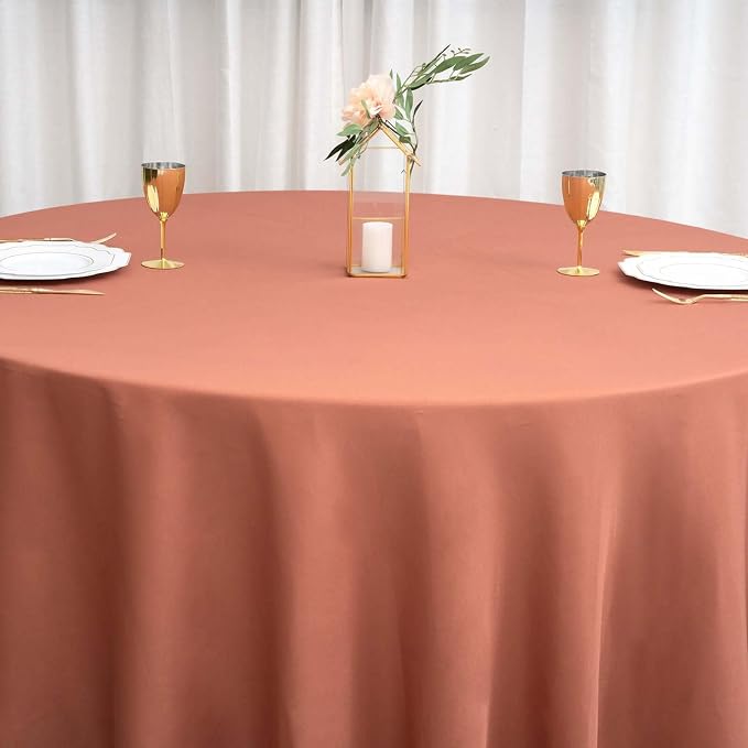 Tableclothsfactory 10PCS | 120" Wholesale Round Tablecloth Polyester Round Table Linens for Wedding Party Banquet Restaurant - Terracotta (Burnt Orange) for Party & Decorations - Image 8