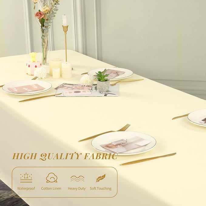6 Pack Tablecloth 60 x 102 inch Polyester Table Cloth for 6 Foot Rectangle Tables,Stain and Wrinkle Resistant Washable Fabric Table Covers Polyester Beige Table Clothes for Wedding,Party,Banquet - Image 6