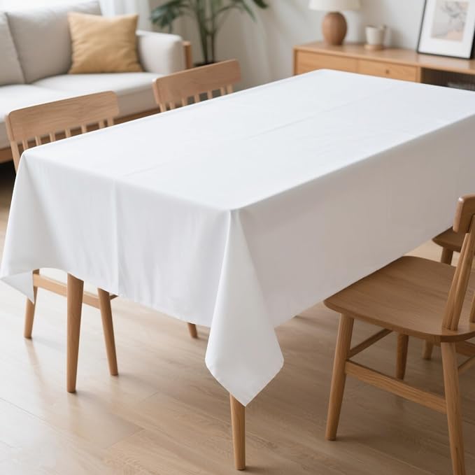 MRJ 60 x 102 Inch White Rectangle Polyester Table Cloth Machine Washable Wrinkle Resistant Fabric for Banquet Indoor Outdoor Use by MRJ-EmbracetheRemarkable