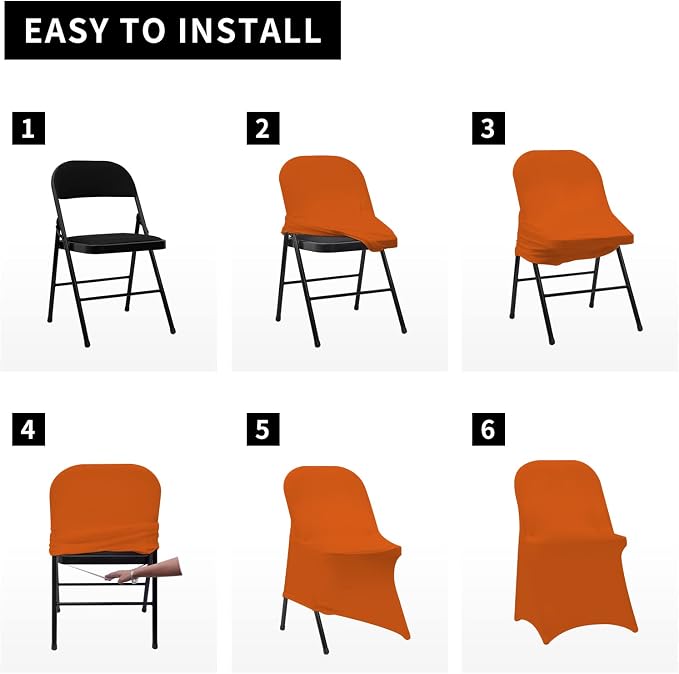 HAINARverS Folding Chair Covers for Wedding, 10pcs Orange | Stretch Spandex Washable Fabric Chair cover, Decoration Chair Cover for Wedding, Party, Banquet, Birthday, Conference, Event - Image 6