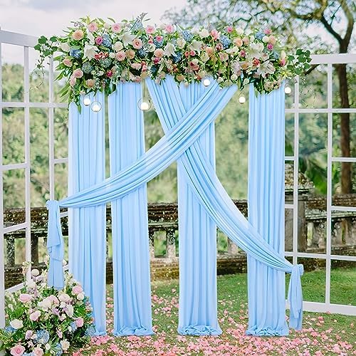 Chiffon Wedding Arch Draping Fabric Light Blue 6 Panels 6 Yards Long Romantic Curtain Backdrops for Baby Shower Party Decorations - Image 2