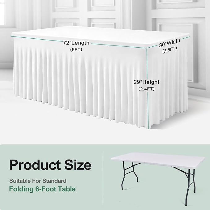 BDDC One-Piece Spandex Table Cloth Skirt for 6FT Rectangle Tables - Image 3