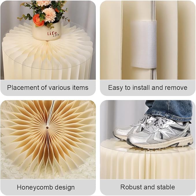 5PCS Buffet Risers, Cylinder Stands for Party with Acrylic Plates, Foldable Food Display Risers, Food Risers for Buffet Table, Weddings, Baby Showers, Birthday, Events Centerpieces Decor (3.9"+5.9"+9.8"+11.8"+15.7")